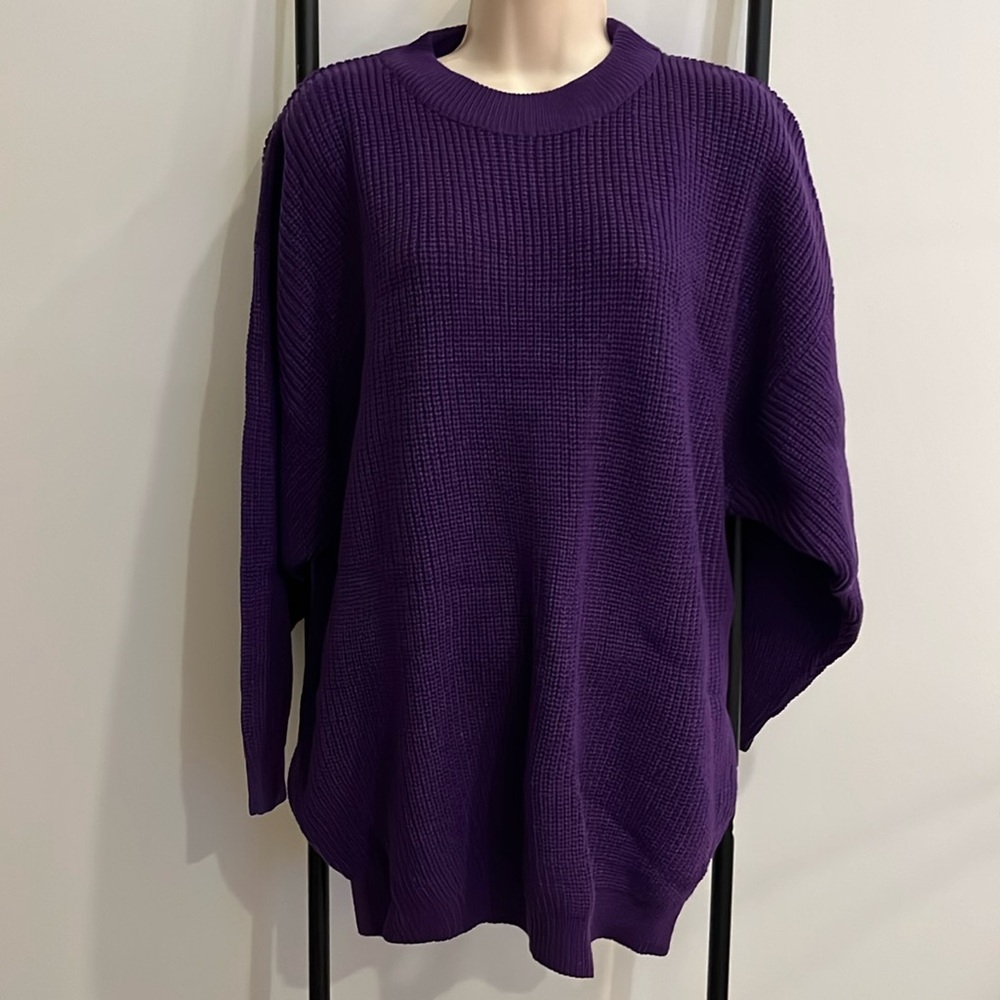 Vintage Roamans Chunky Purple Knit Acrylic Sweater Women Size 1X